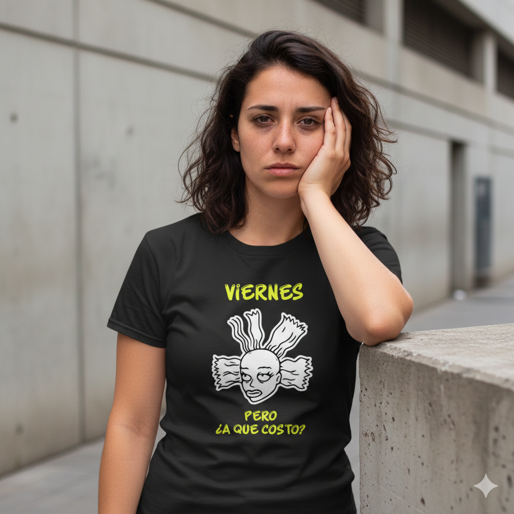 Polera Negra Viernes Pero A Que Costo Estampada 100% Algodón Estilo Puro-4