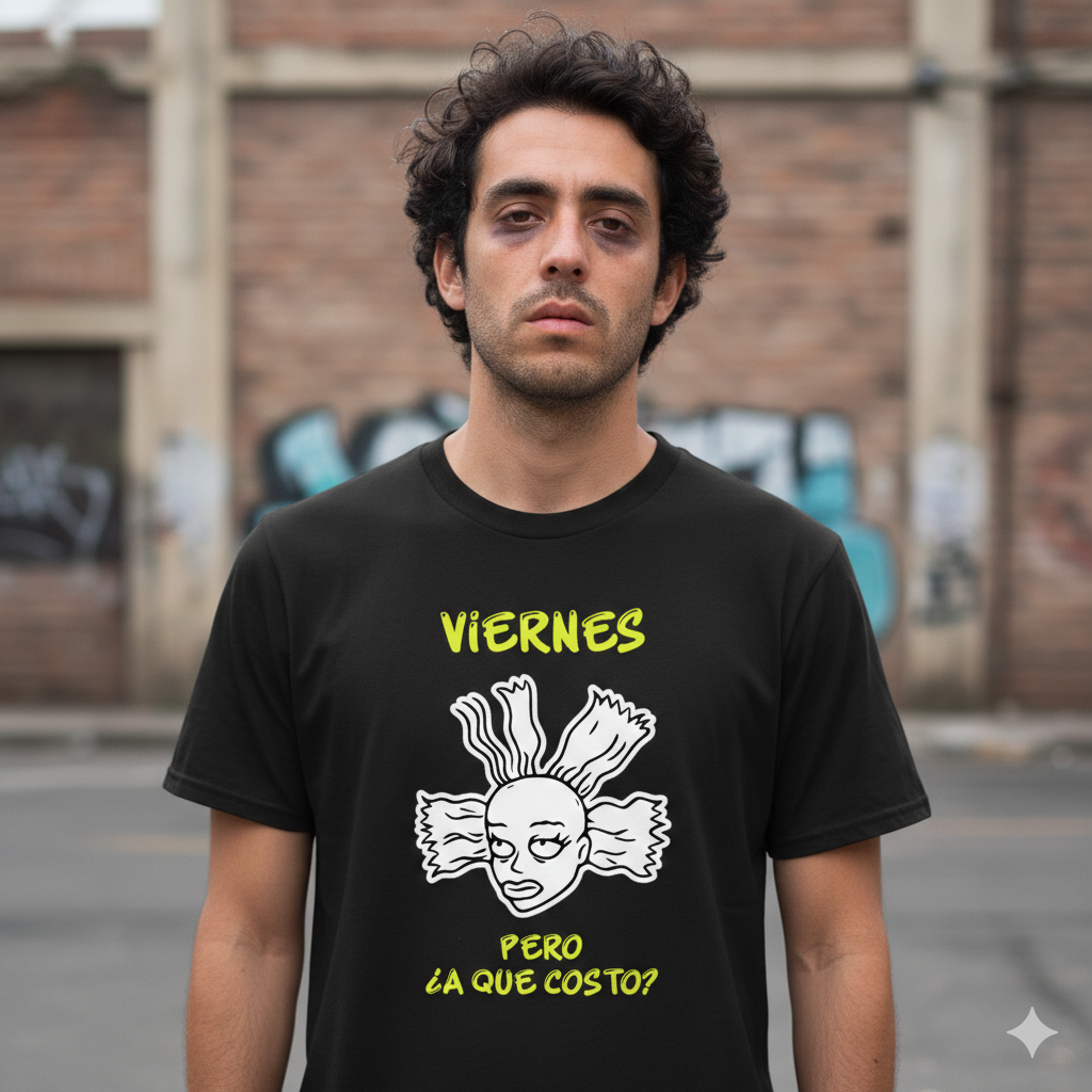 Polera Negra Viernes Pero A Que Costo Estampada 100% Algodón Estilo Puro-5