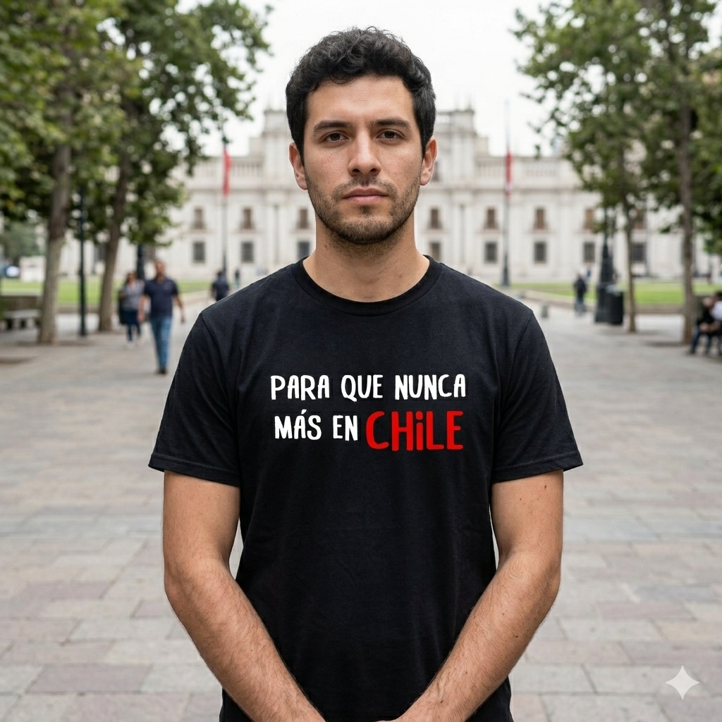 Polera Negra Para Que Nunca Más En Chile Estampada 100% Algodón-2