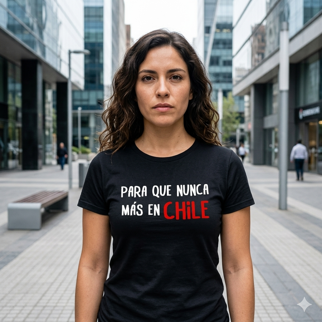 Polera Negra Para Que Nunca Más En Chile Estampada 100% Algodón-3