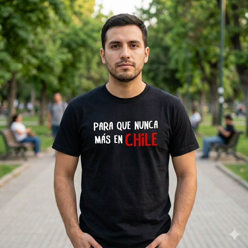 Polera Negra Para Que Nunca Más En Chile Estampada 100% Algodón-4