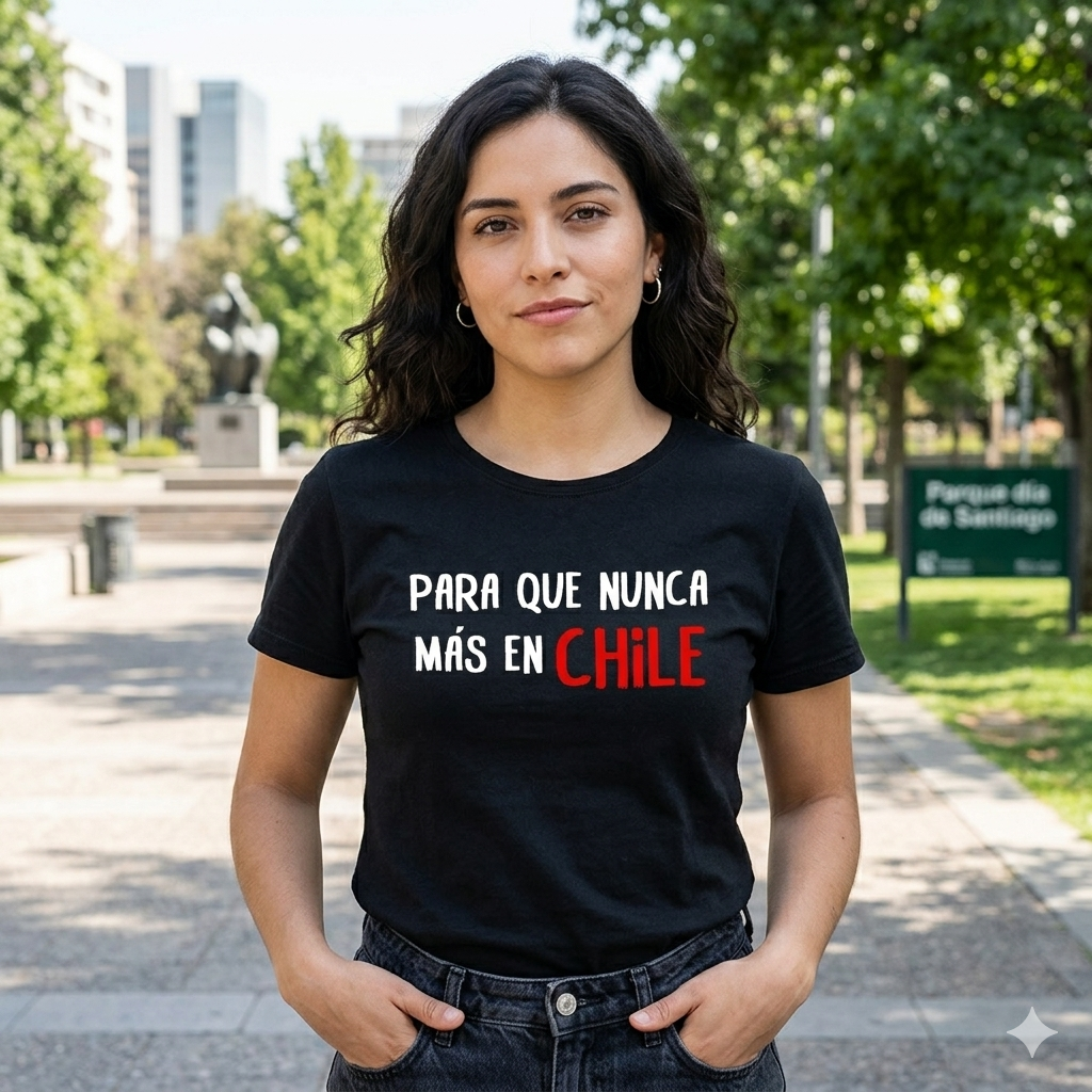 Polera Negra Para Que Nunca Más En Chile Estampada 100% Algodón-5