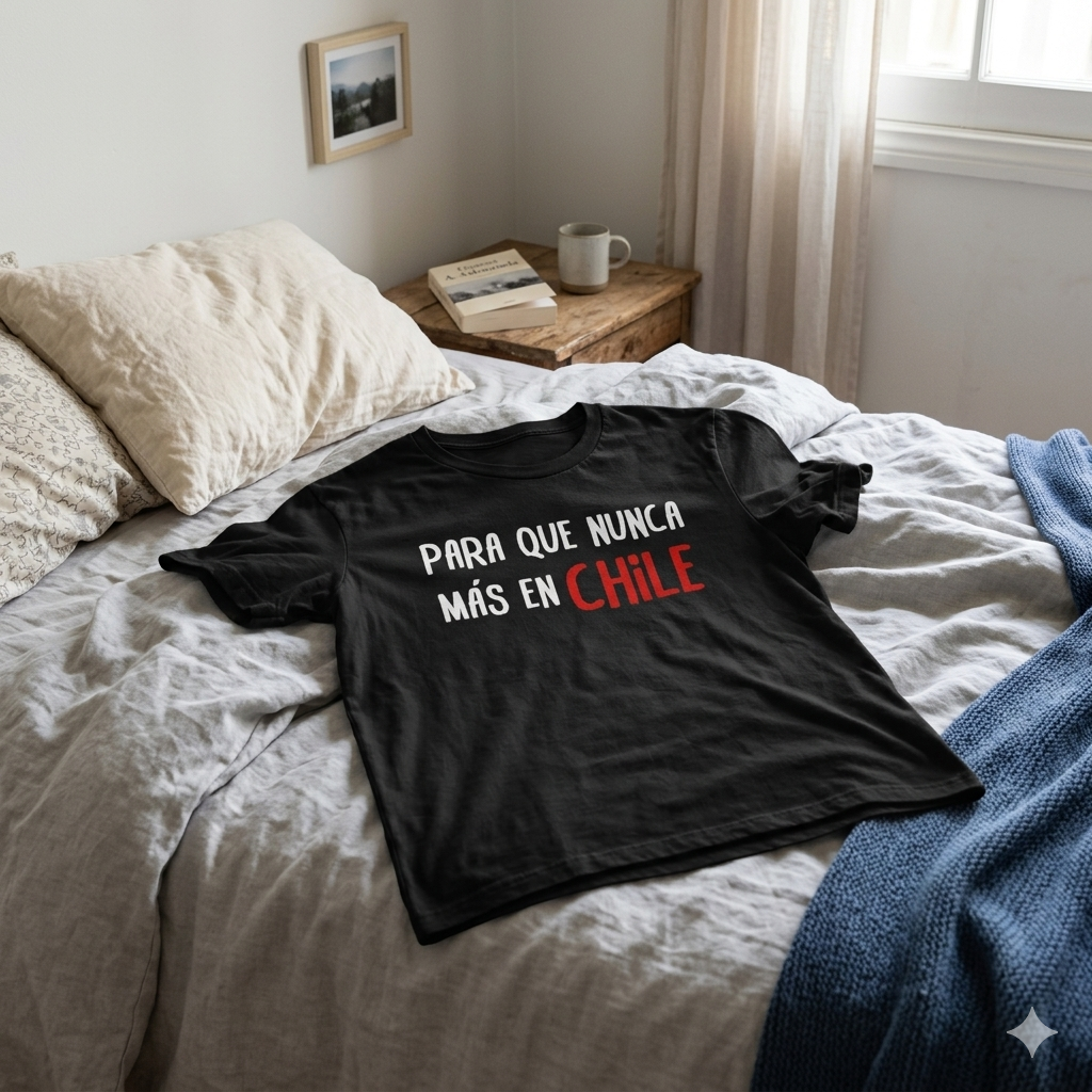 Polera Negra Para Que Nunca Más En Chile Estampada 100% Algodón-6