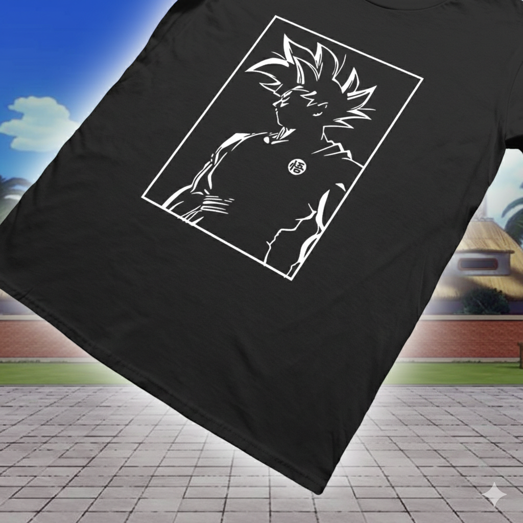 Polera Negra Sombra Goku Dragon Ball Estampada 100% Algodón Estilo-5