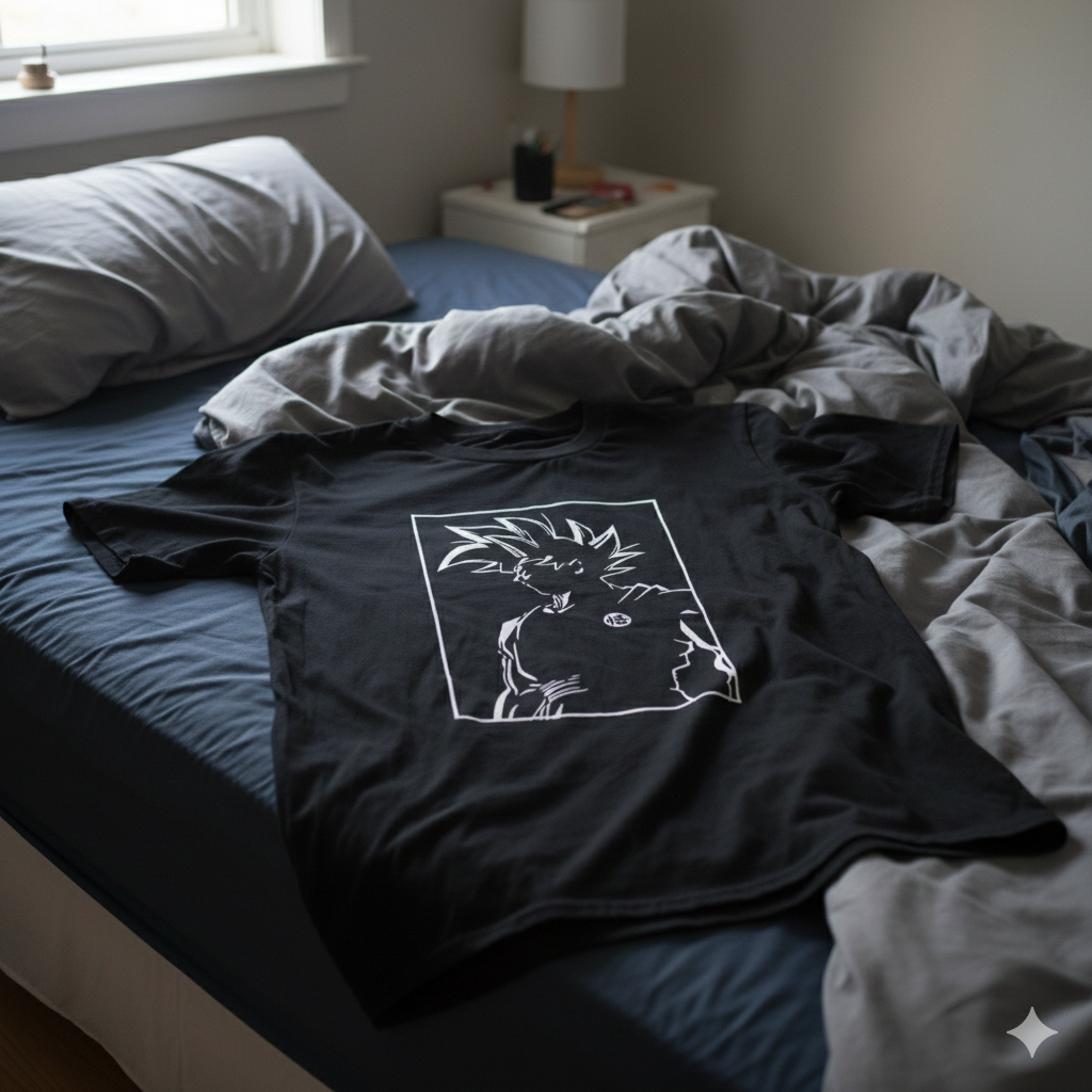 Polera Negra Sombra Goku Dragon Ball Estampada 100% Algodón Estilo-6