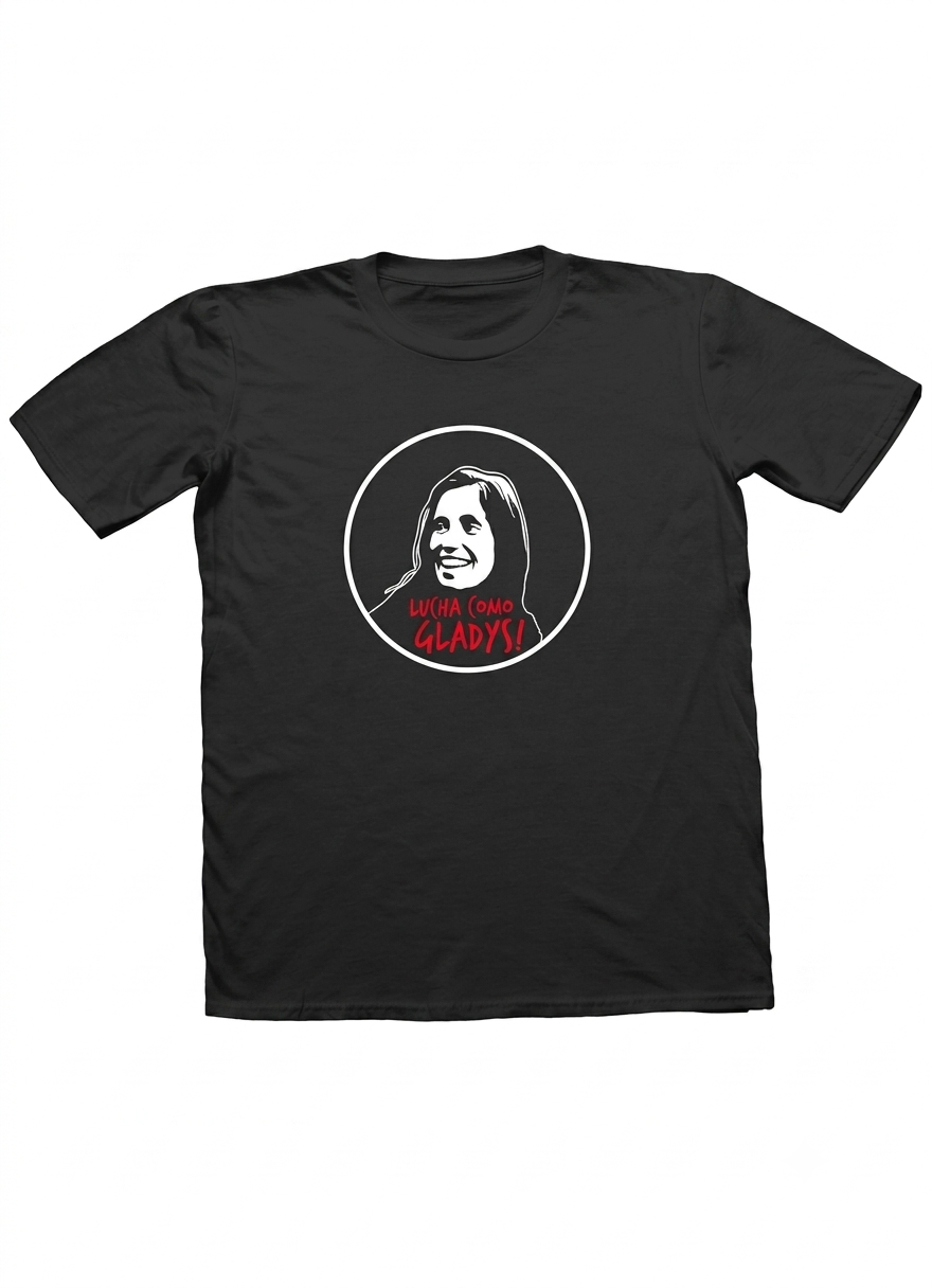 Polera Negra Lucha Como Gladys Estampada 100% Algodón -0