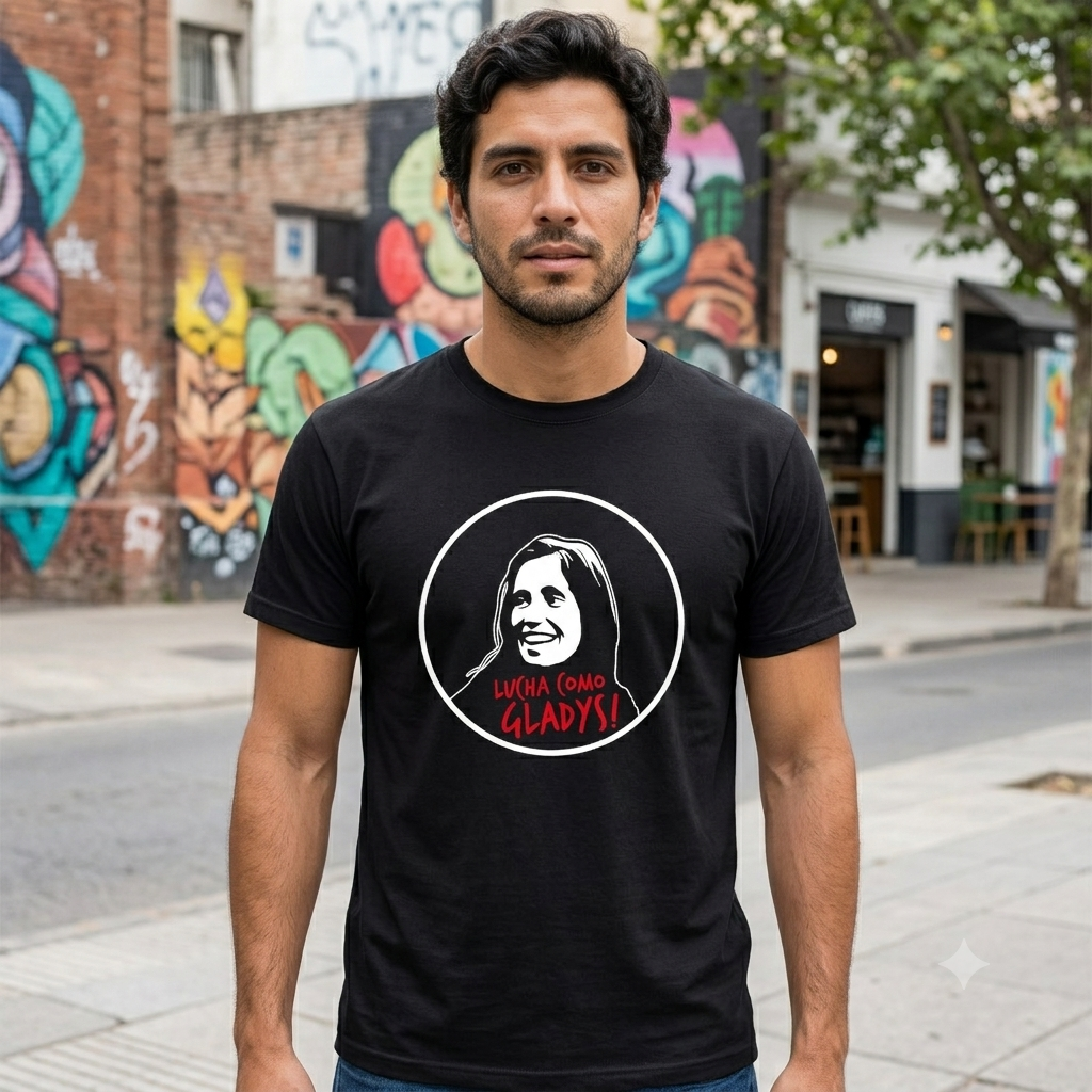 Polera Negra Lucha Como Gladys Estampada 100% Algodón -2