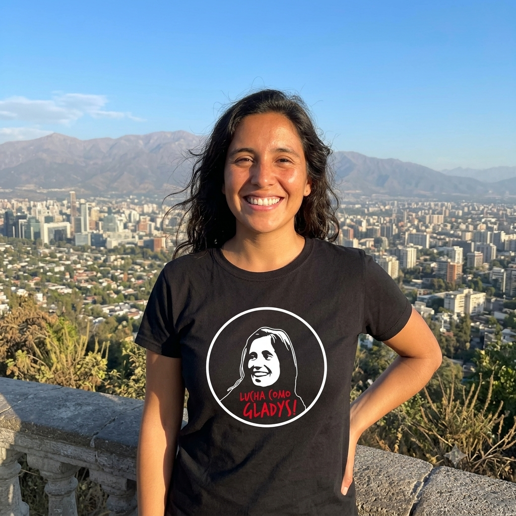 Polera Negra Lucha Como Gladys Estampada 100% Algodón -3