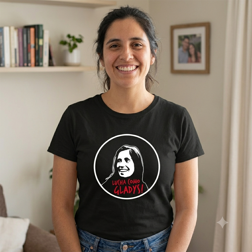 Polera Negra Lucha Como Gladys Estampada 100% Algodón -5