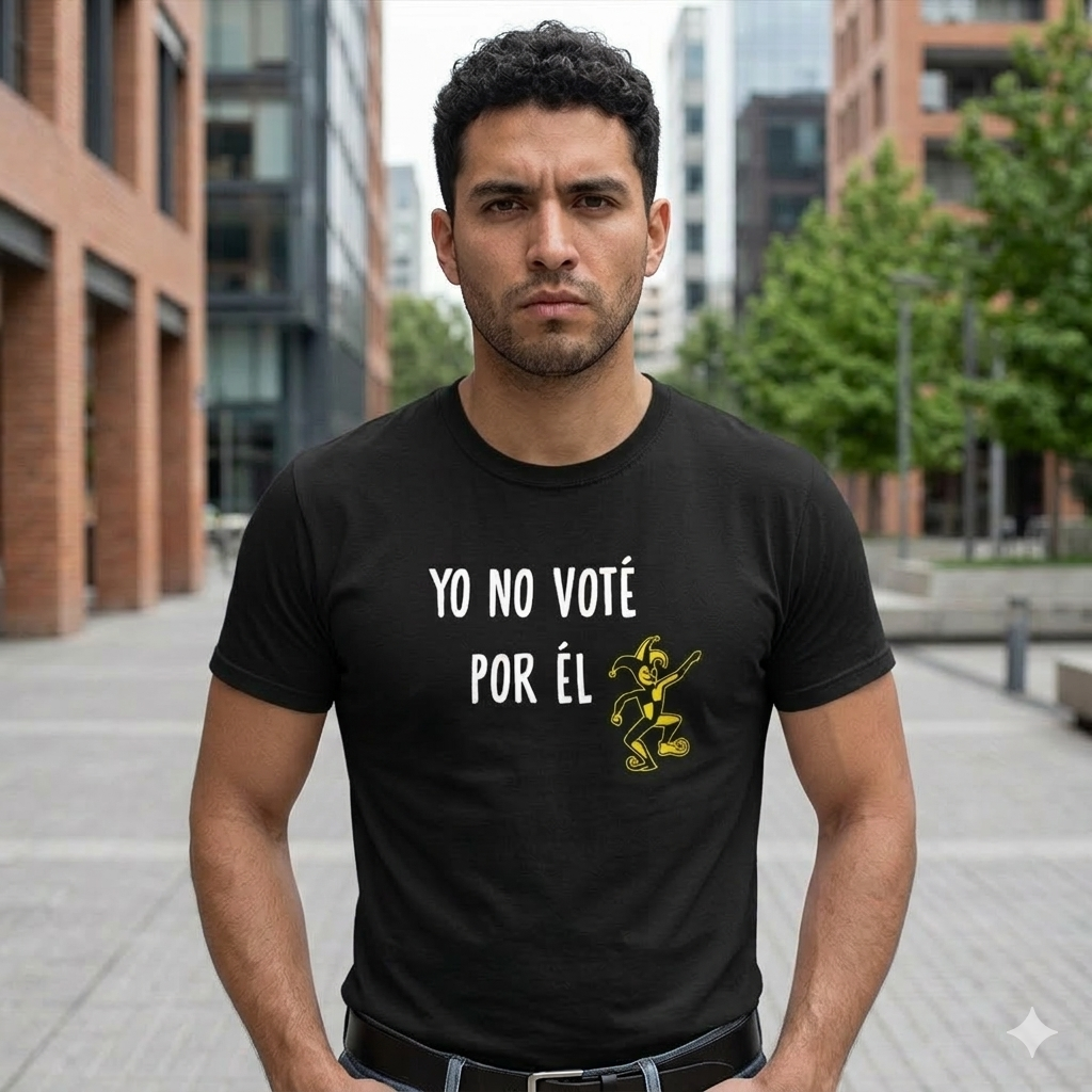 Polera Negra Yo No Voté Por Él Estampada 100% Algodón Estilo-2