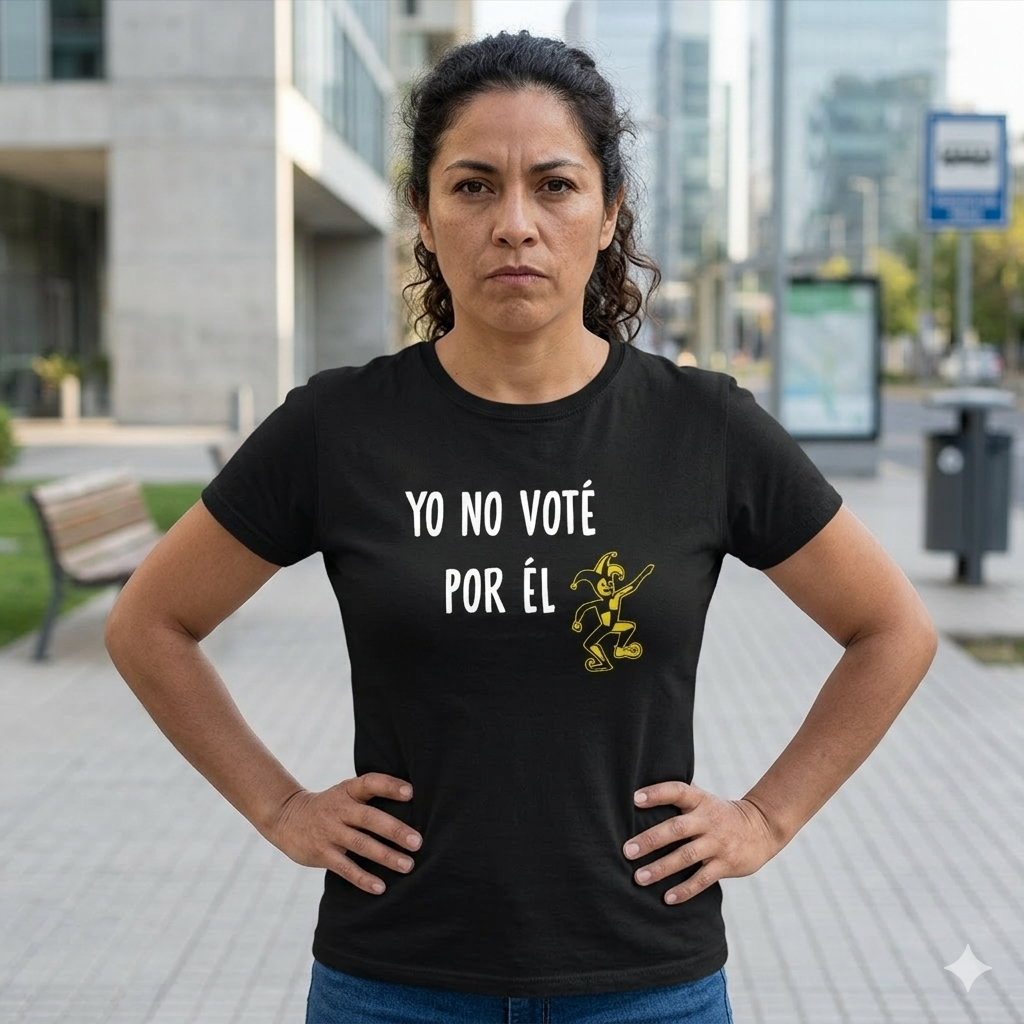 Polera Negra Yo No Voté Por Él Estampada 100% Algodón Estilo-3