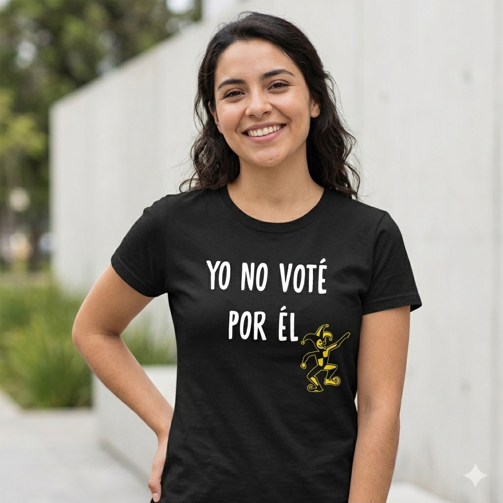 Polera Negra Yo No Voté Por Él Estampada 100% Algodón Estilo-7