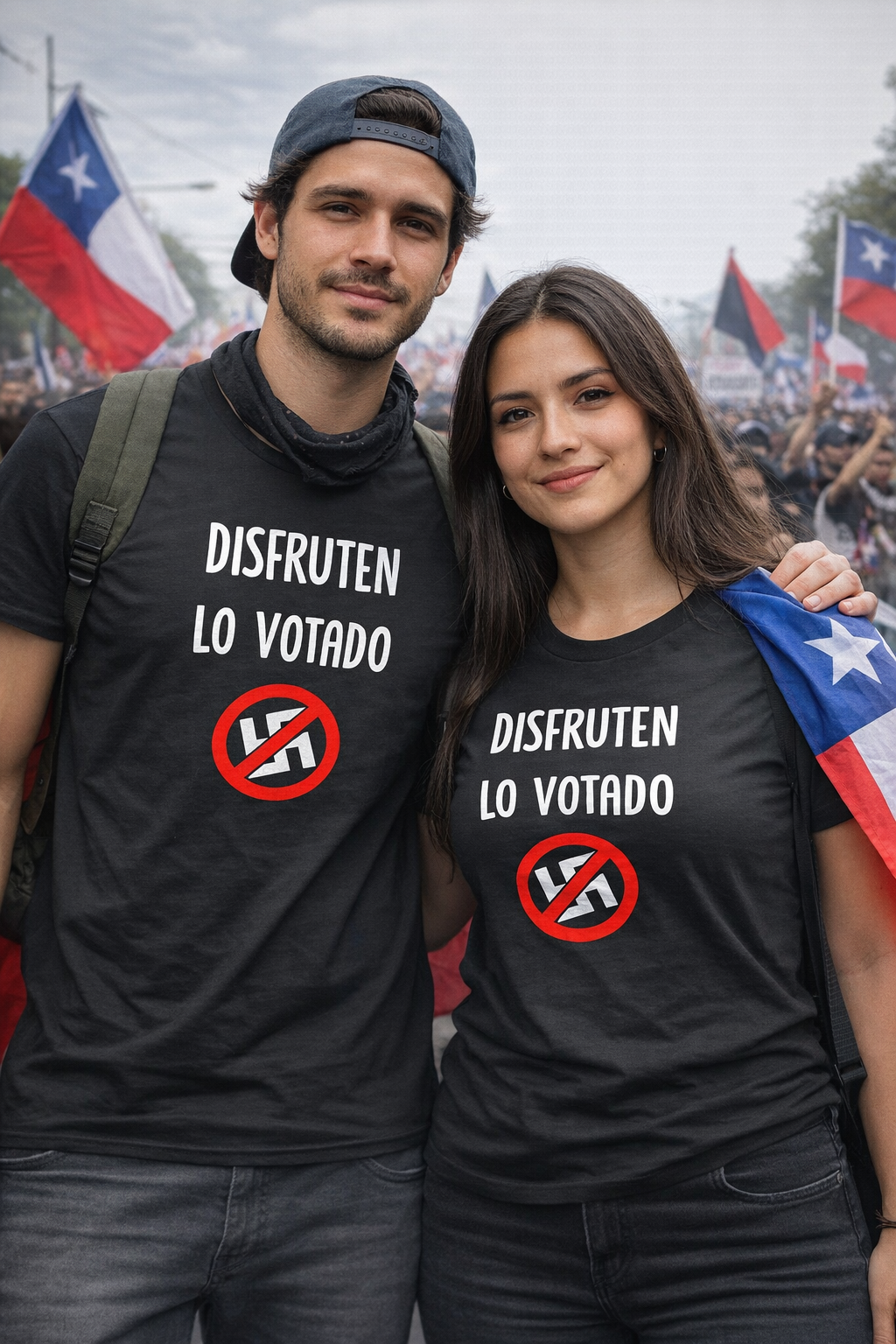 Polera Negra Disfruten Lo Votado Estampada 100% Algodón-4