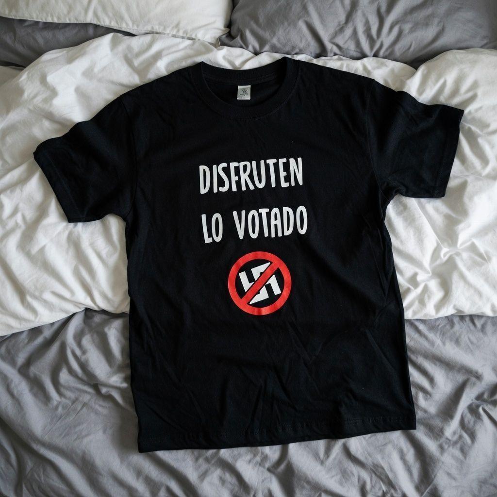 Polera Negra Disfruten Lo Votado Estampada 100% Algodón-2