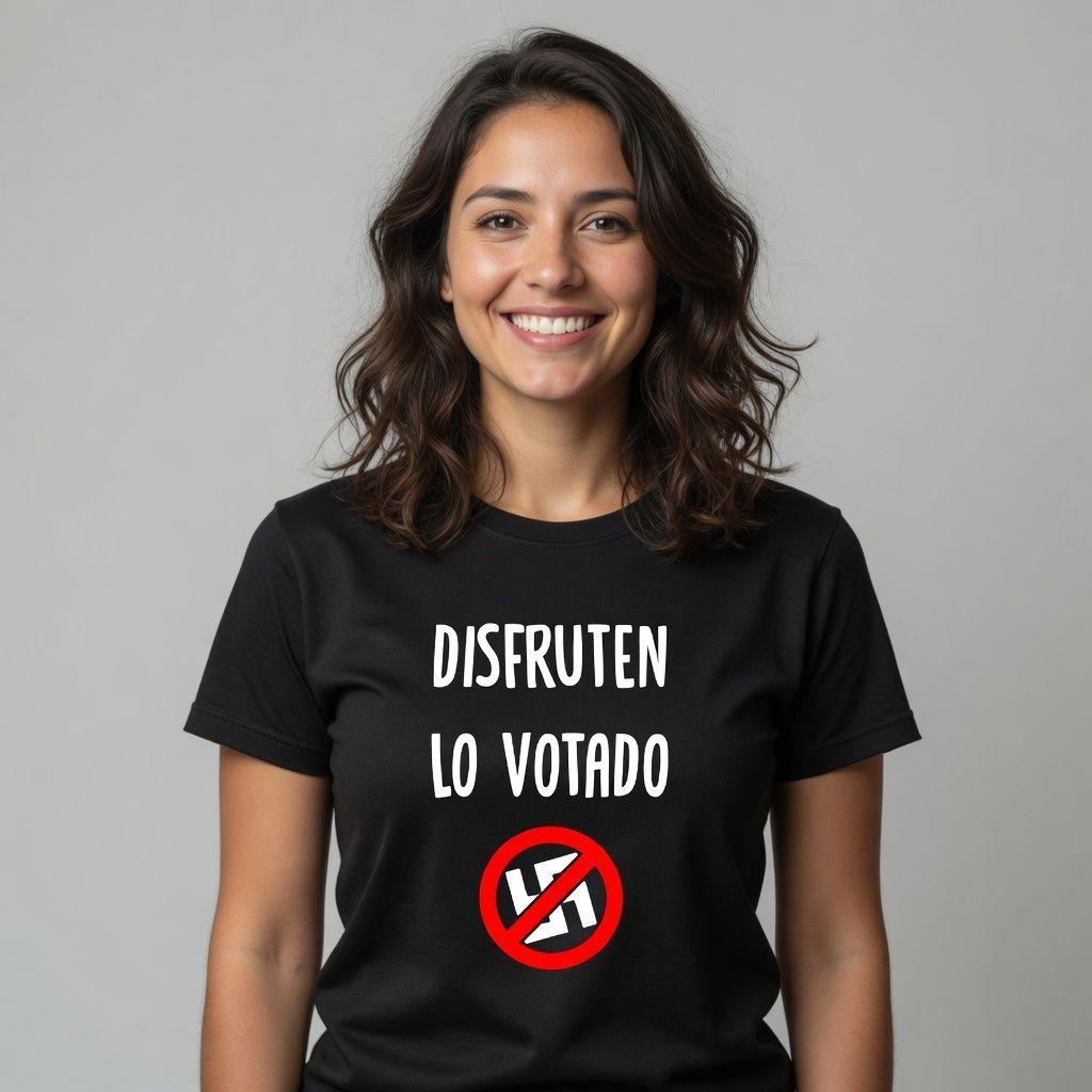 Polera Negra Disfruten Lo Votado Estampada 100% Algodón-5