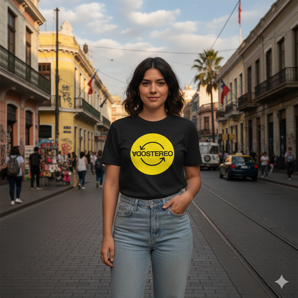 Polera Negra Soda Stereo Logo Circular Estampada 100% Algodón Estilo Rock Argentino-4