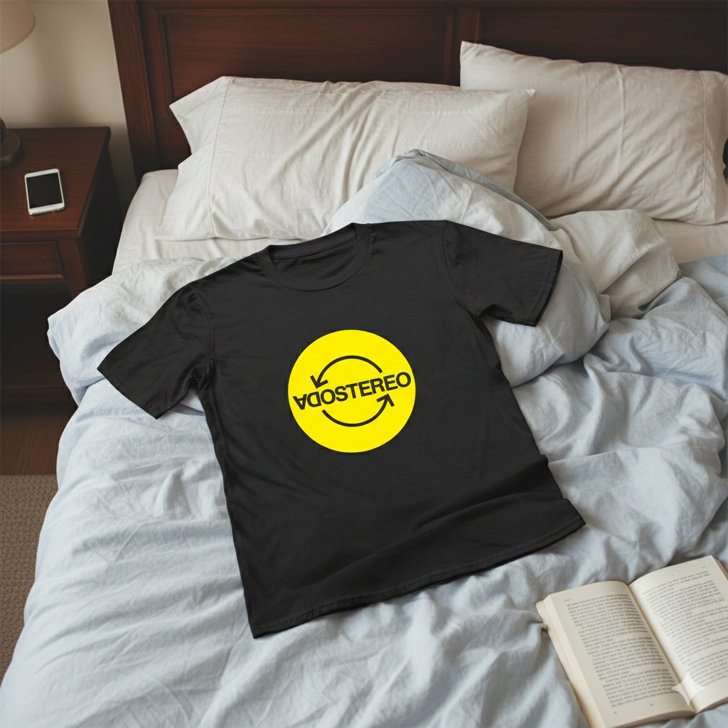 Polera Negra Soda Stereo Logo Circular Estampada 100% Algodón Estilo Rock Argentino-6