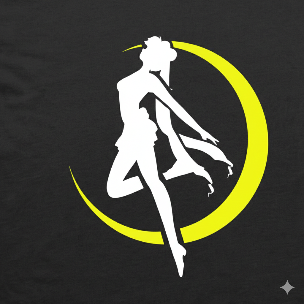 Polera Negra Sailor Moon silueta en amarillo Estampada 100% Algodón Estilo Animé-5