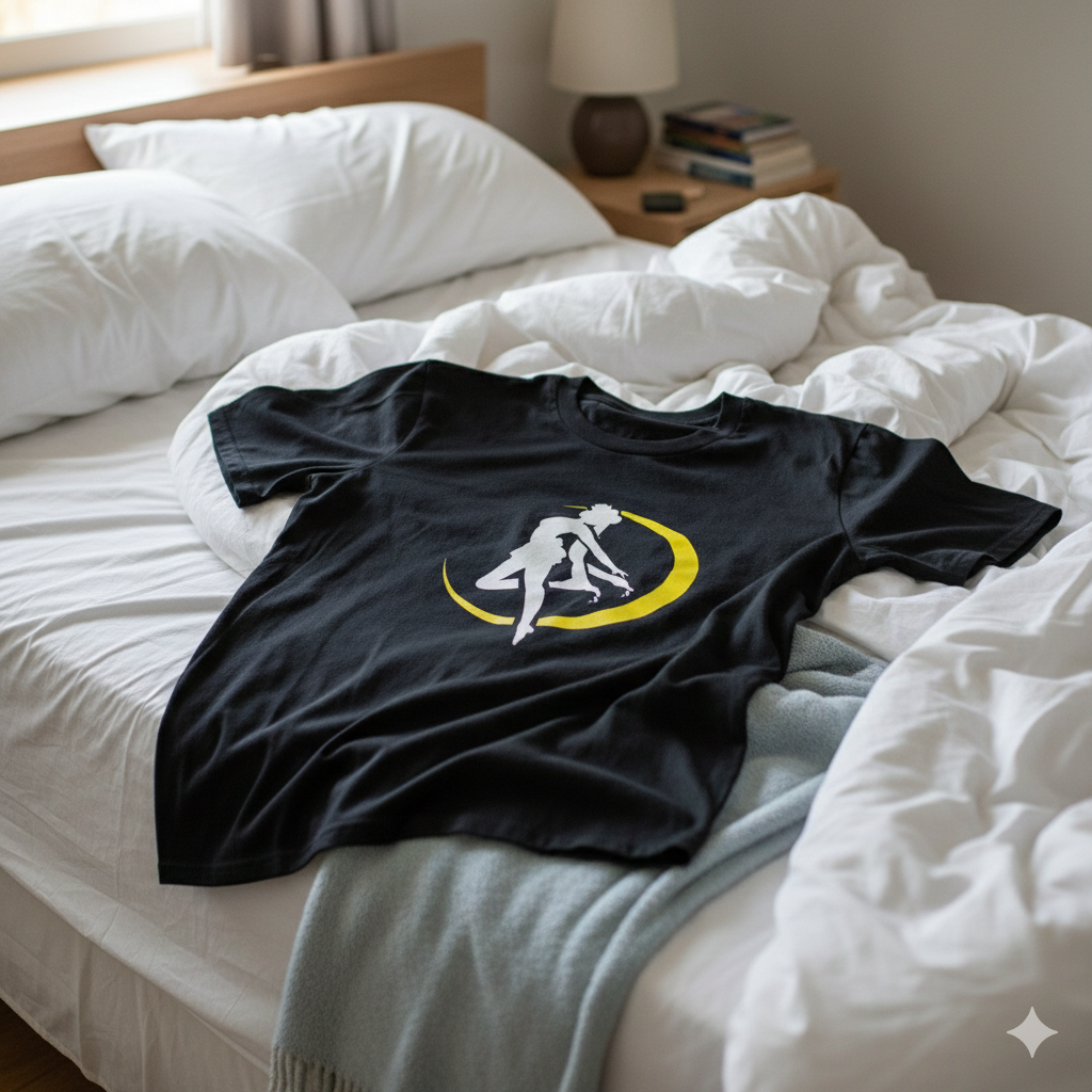 Polera Negra Sailor Moon silueta en amarillo Estampada 100% Algodón Estilo Animé-6