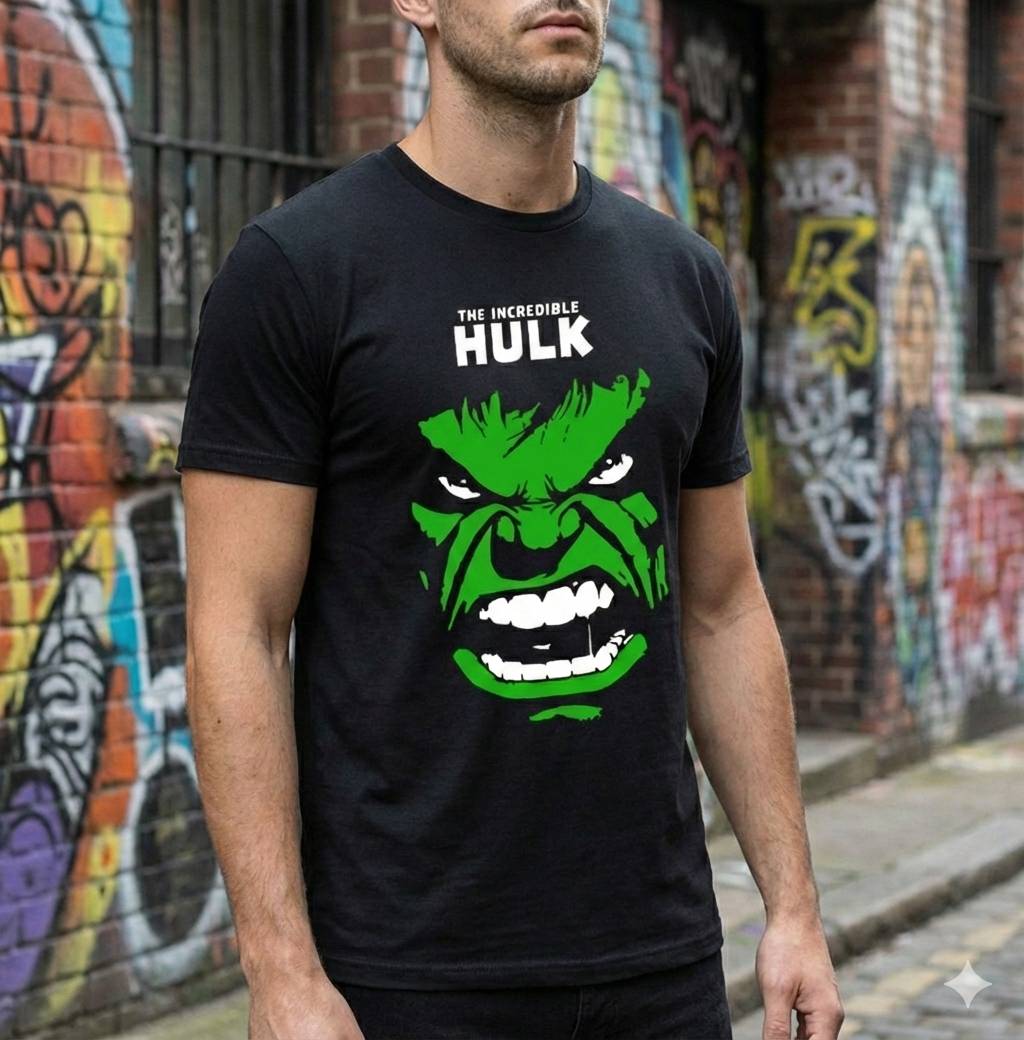 Polera Negra The Incredible Hulk Estampada 100% Algodón Estilo Comic-3