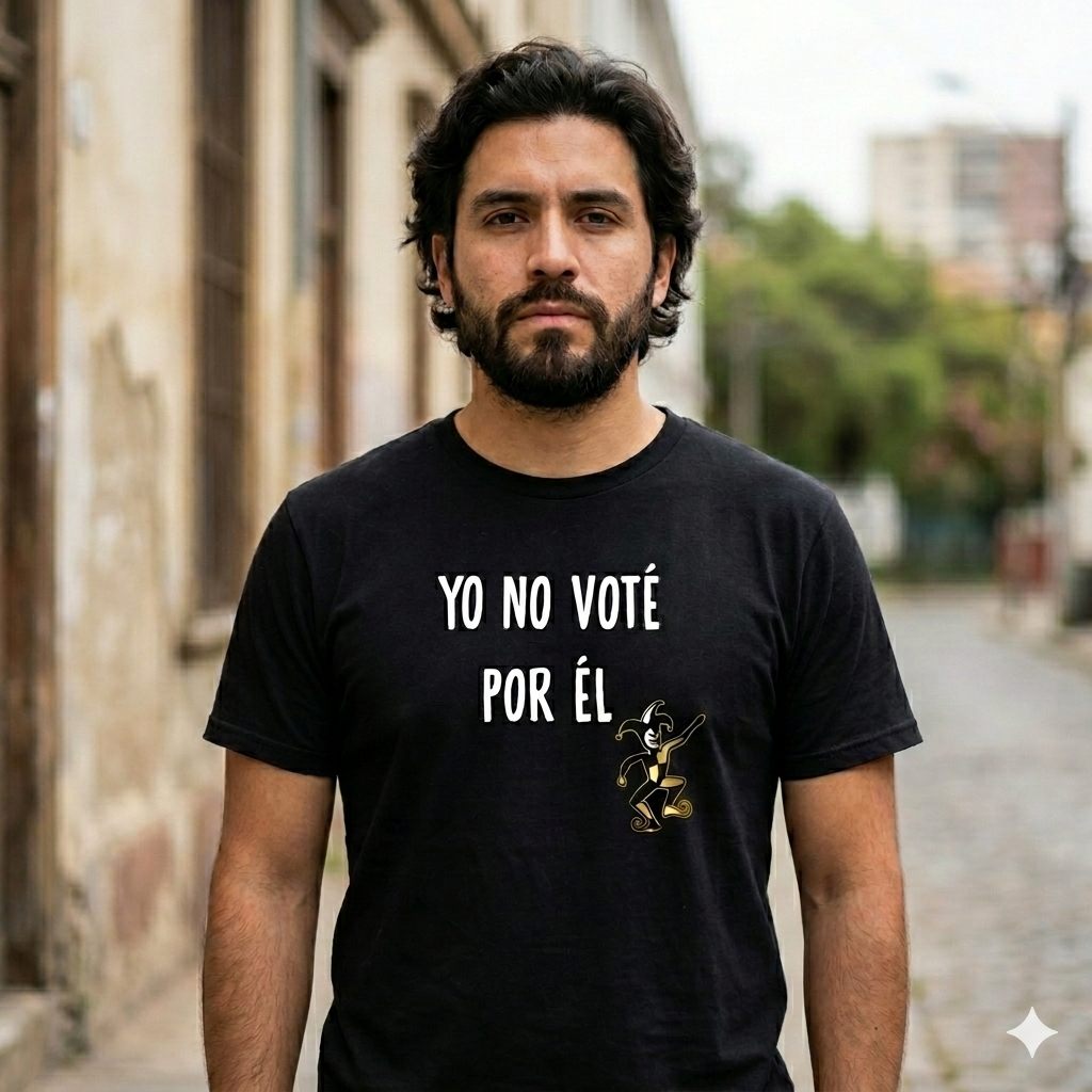 Polera Negra Yo No Voté Por Él Estampada bufón dorado 100% Algodón Estilo-2