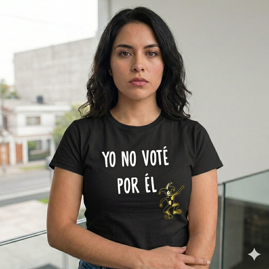Polera Negra Yo No Voté Por Él Estampada bufón dorado 100% Algodón Estilo-3