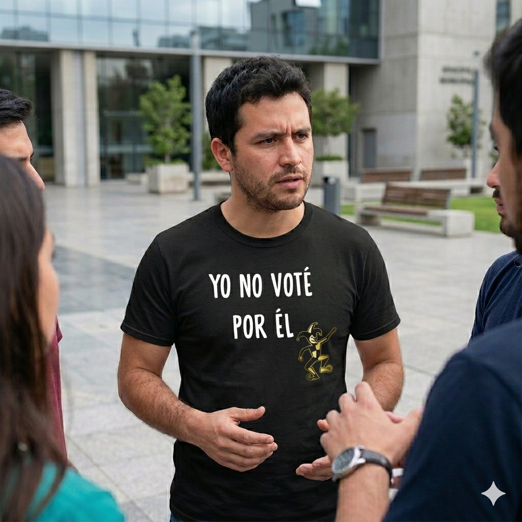 Polera Negra Yo No Voté Por Él Estampada bufón dorado 100% Algodón Estilo-4