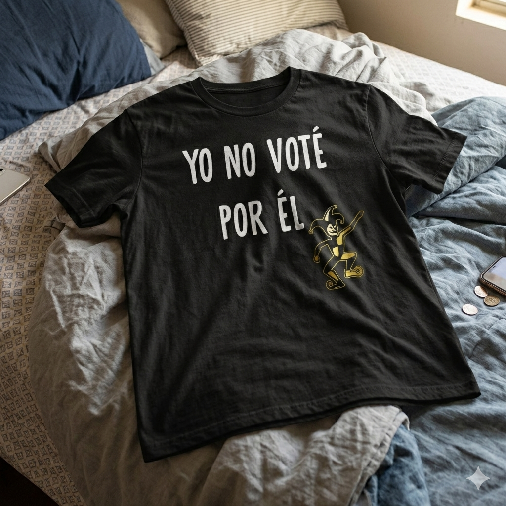 Polera Negra Yo No Voté Por Él Estampada bufón dorado 100% Algodón Estilo-6