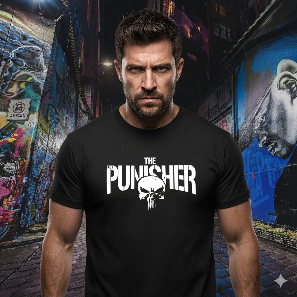 Polera Negra The Punisher Estampada 100% Algodón Estilo Comic-2