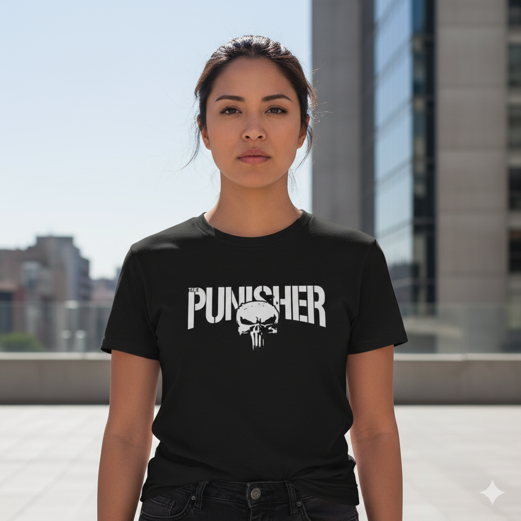 Polera Negra The Punisher Estampada 100% Algodón Estilo Comic-3