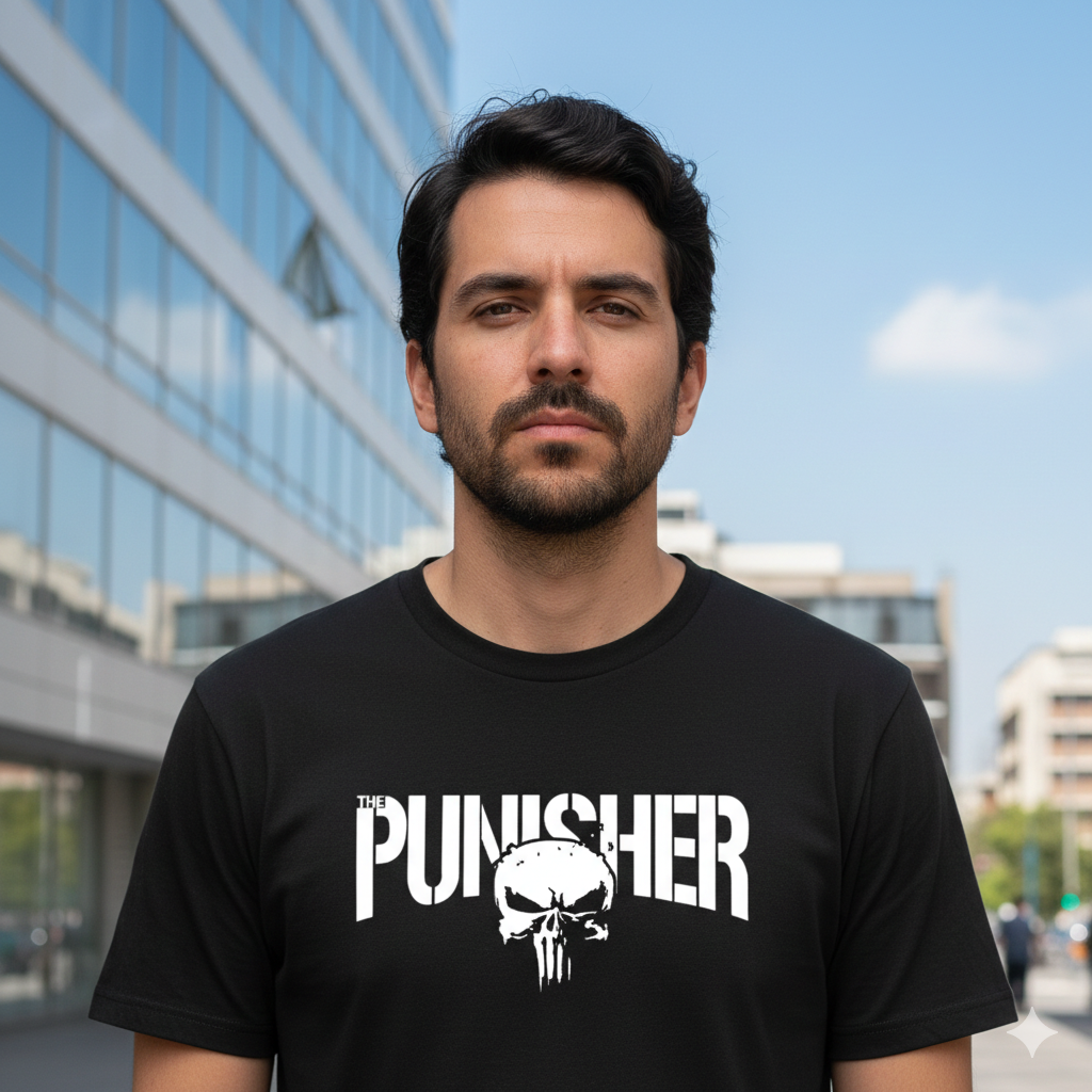 Polera Negra The Punisher Estampada 100% Algodón Estilo Comic-4