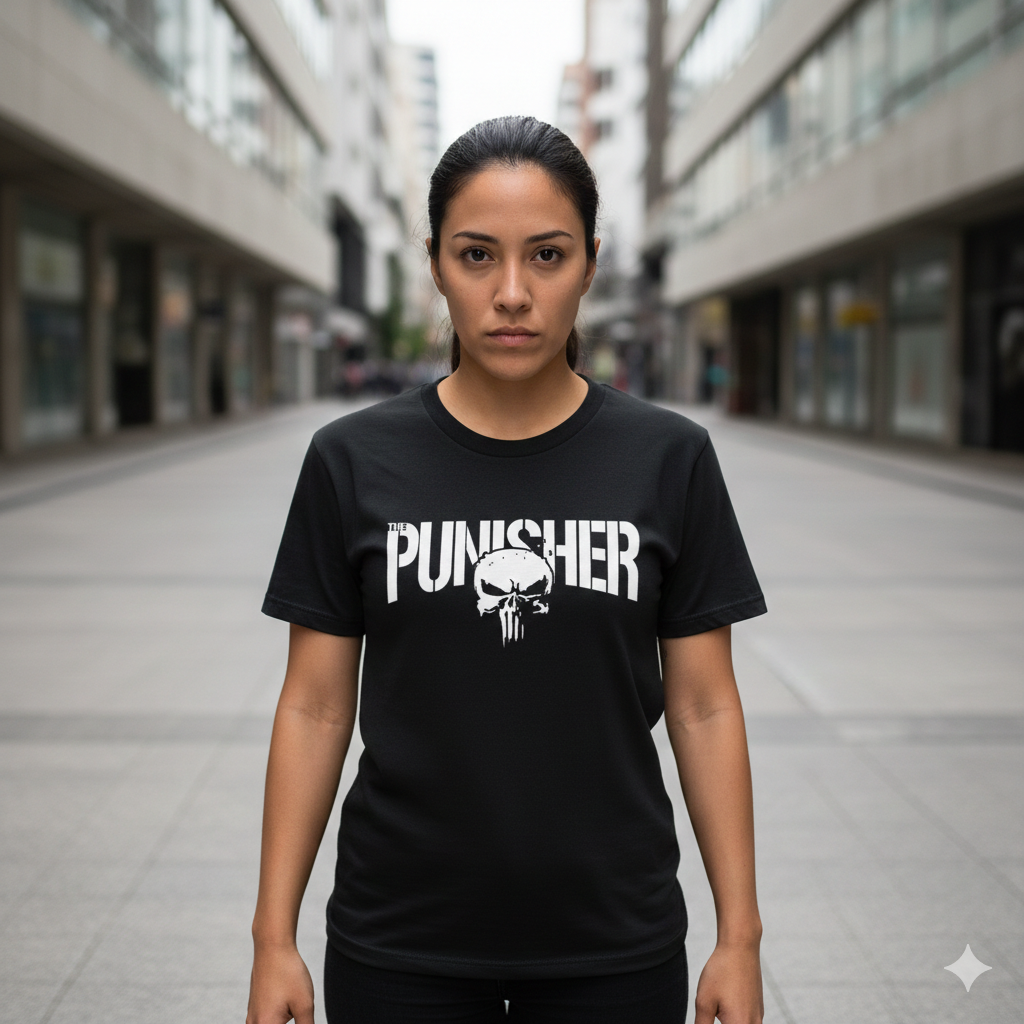 Polera Negra The Punisher Estampada 100% Algodón Estilo Comic-5