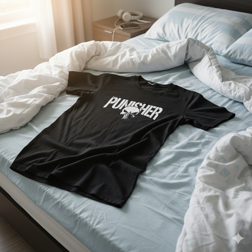 Polera Negra The Punisher Estampada 100% Algodón Estilo Comic-6