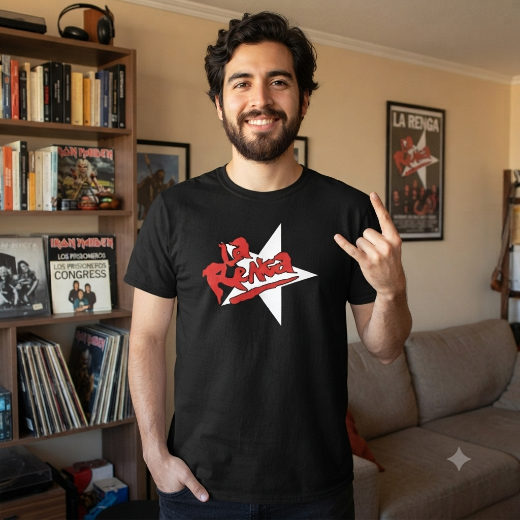 Polera Negra La Renga Estampada 100% Algodón Estilo Rock-2