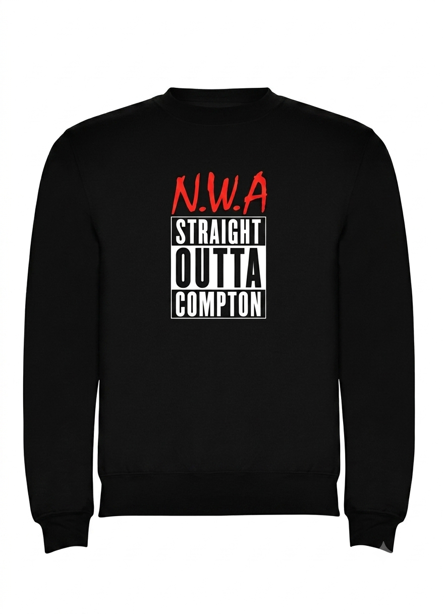 Polerón Negro NWA Straight Outta Compton Estampado Estilo Hip Hop-0