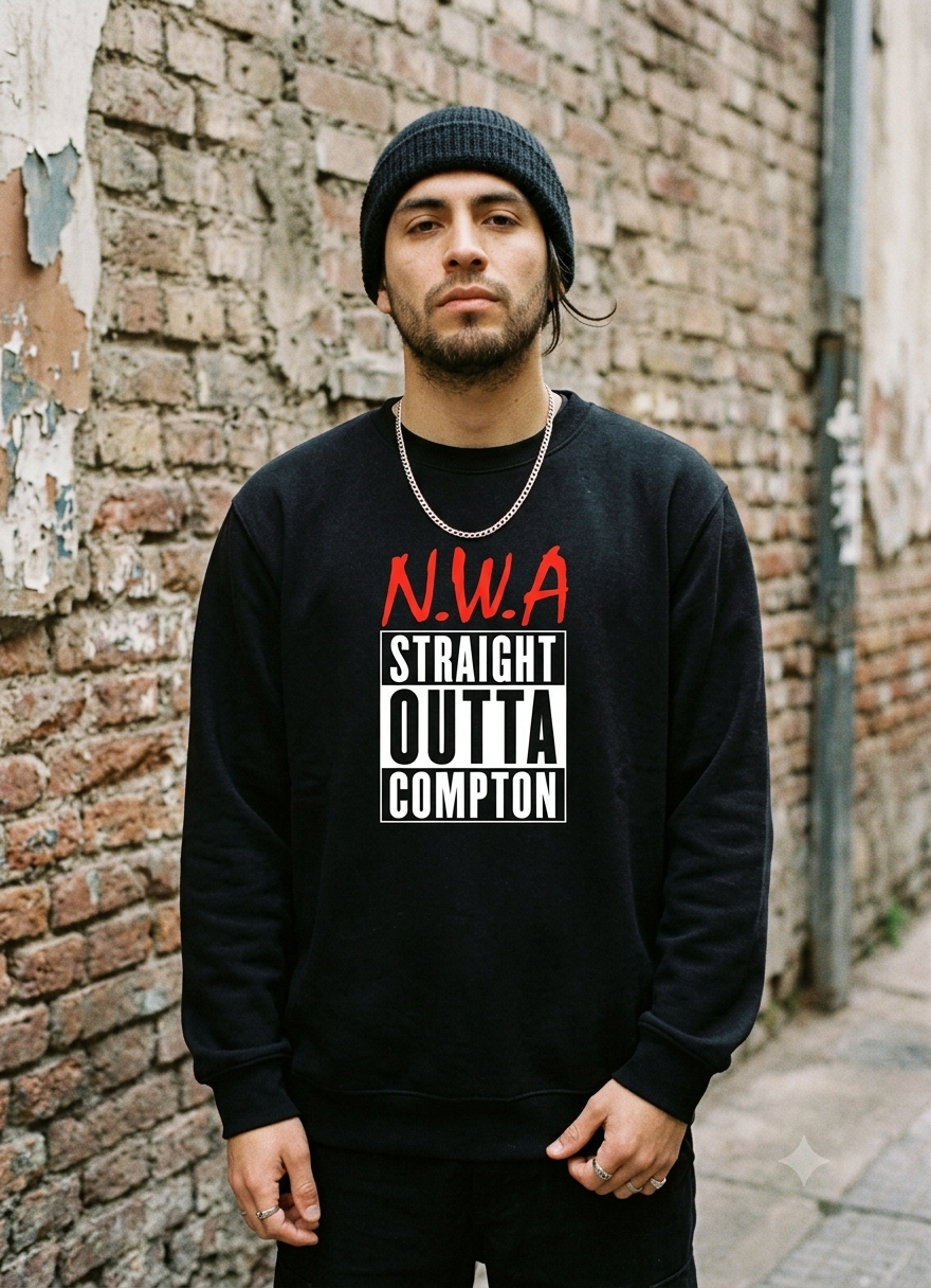 Polerón Negro NWA Straight Outta Compton Estampado Estilo Hip Hop-2