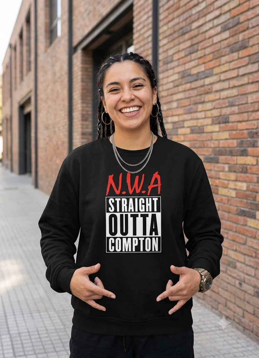 Polerón Negro NWA Straight Outta Compton Estampado Estilo Hip Hop-3