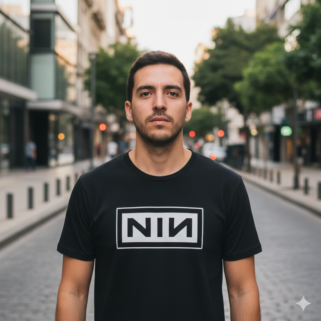 Polera Negra NIN / Nine Inch Nails Estampada 100% Algodón Estilo Rock-4