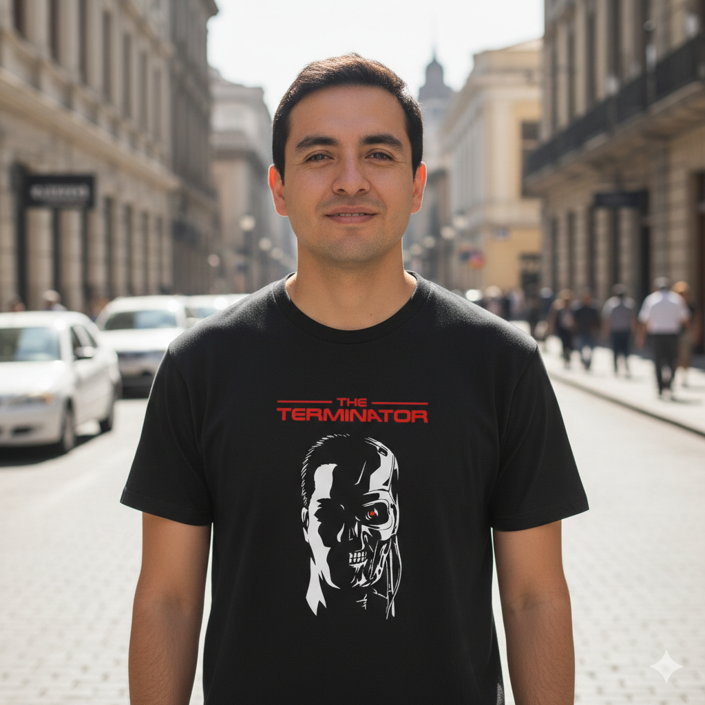Polera Negra The Terminator Estampada 100% Algodón Estilo Películas-2