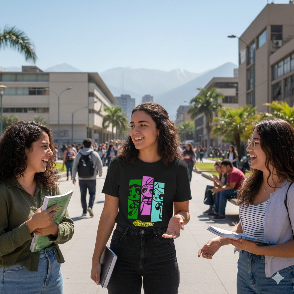 Polera Negra Las Chicas Superpoderosas Estampada 100% Algodón Estilo Cartoon-4
