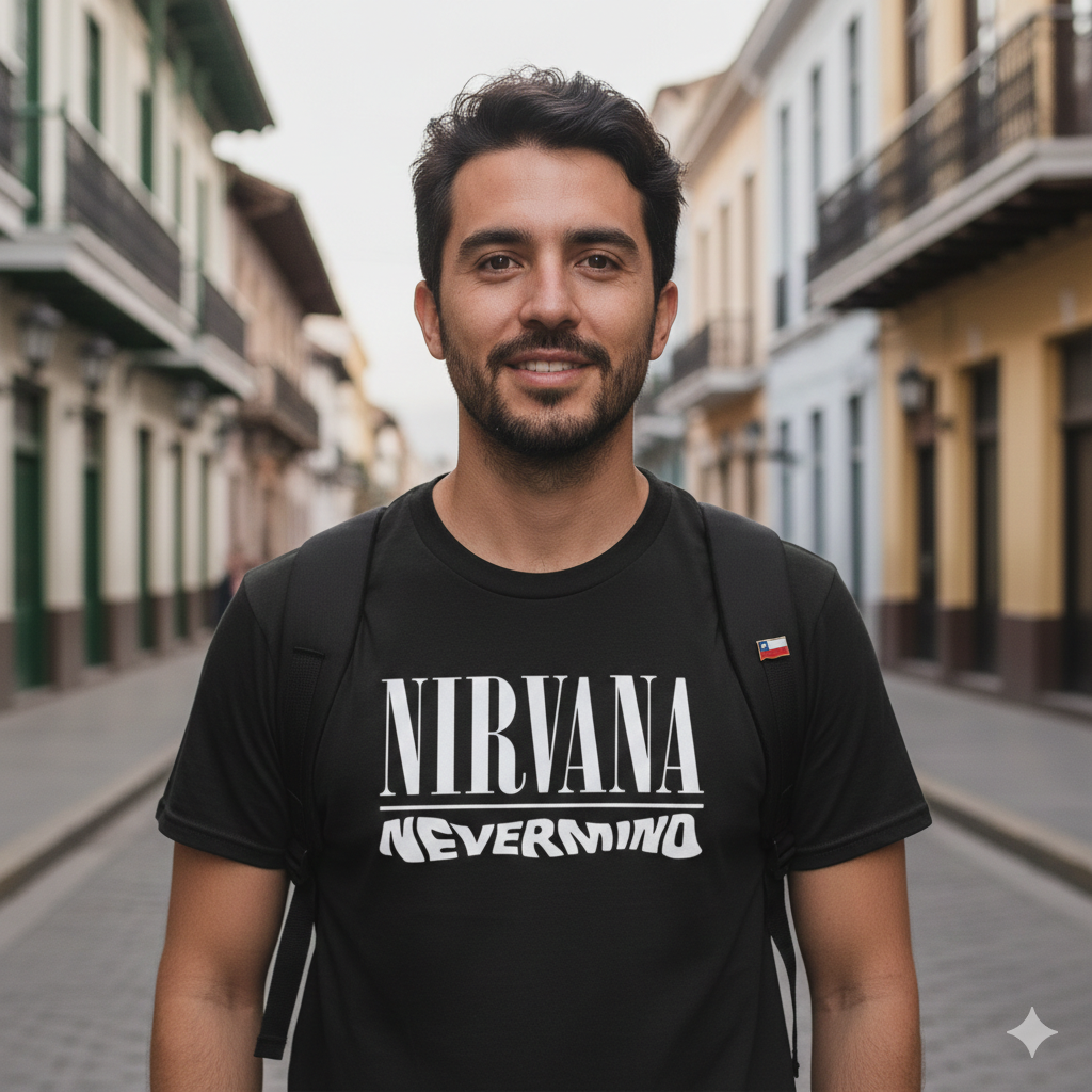 Polera Negra Nirvana Nevermind Estampada 100% Algodón Estilo Grunge Rock-3