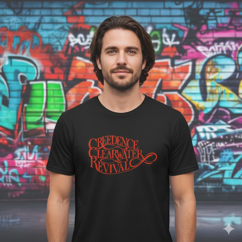 Polera Negra Creedence Clearwater Revival - Estampada 100% Algodón Estilo Rock-2