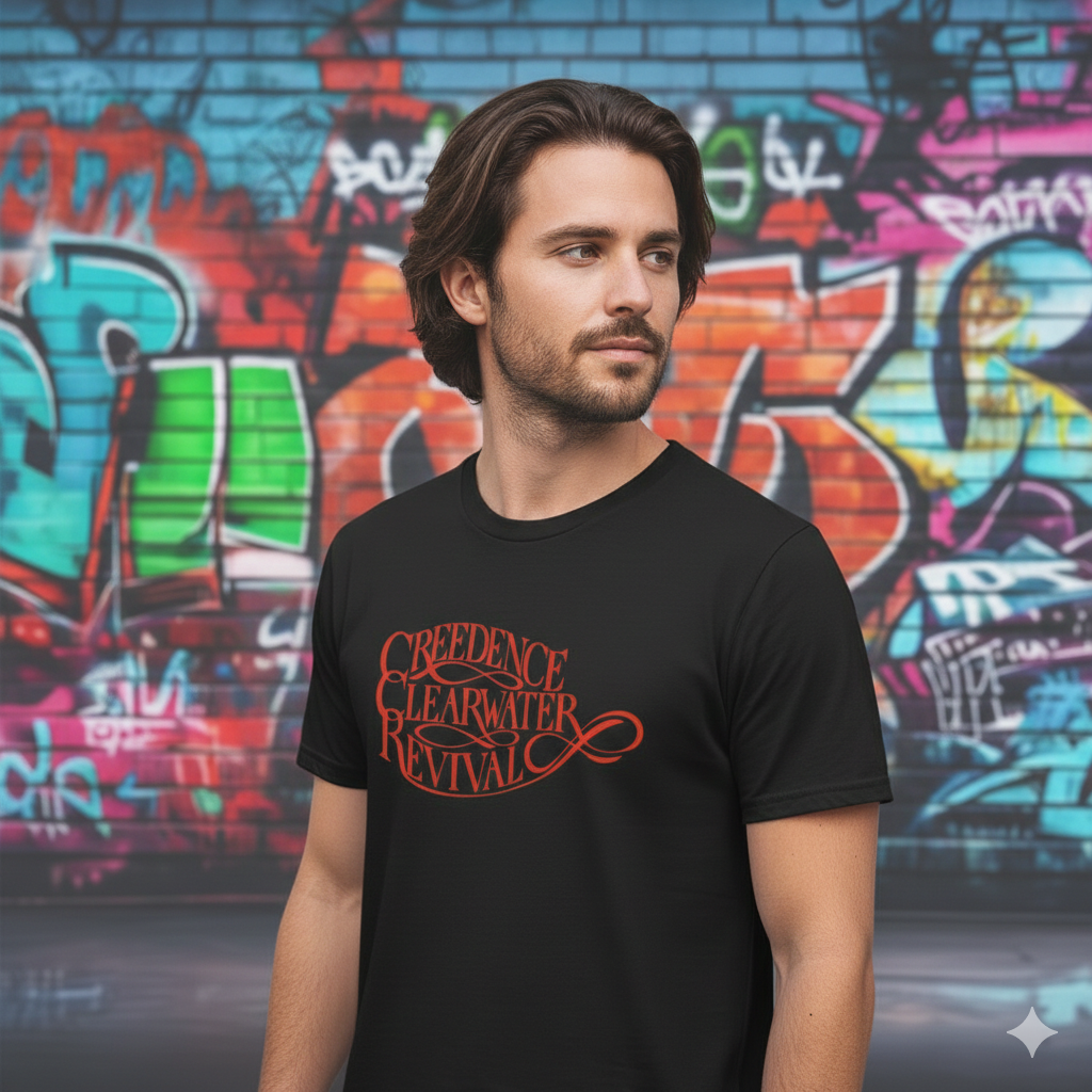 Polera Negra Creedence Clearwater Revival - Estampada 100% Algodón Estilo Rock-4