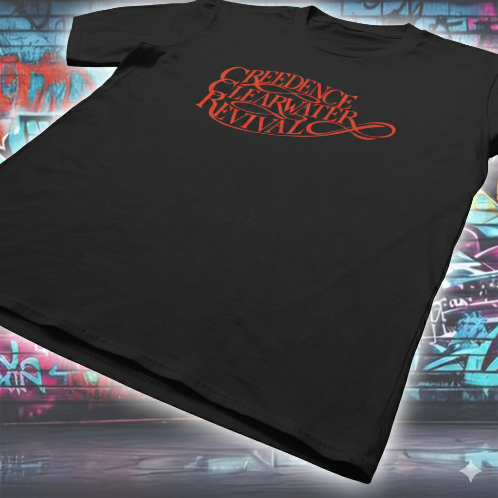 Polera Negra Creedence Clearwater Revival - Estampada 100% Algodón Estilo Rock-5