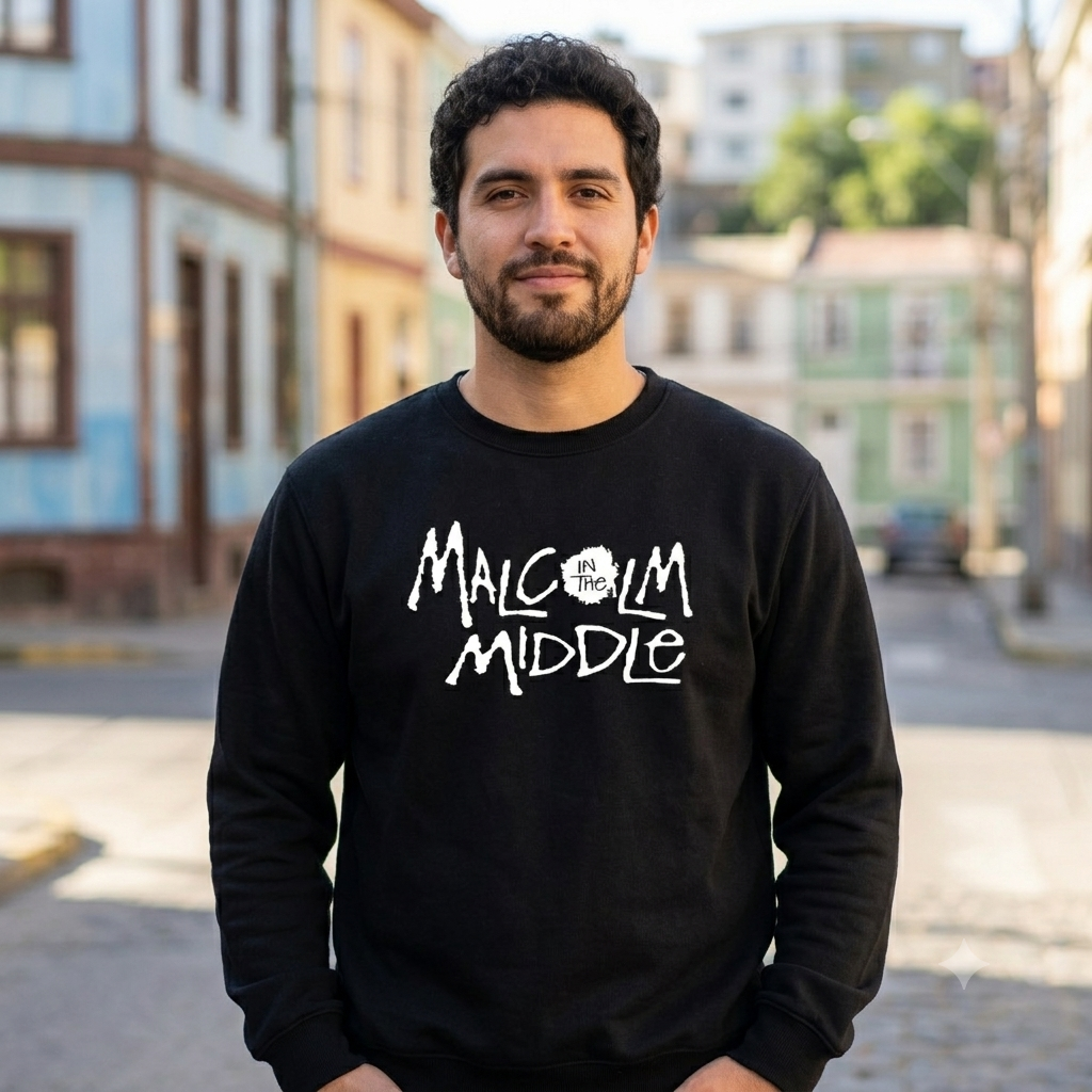 Polerón Negro Malcolm in the Middle Estampado Estilo Serie-2
