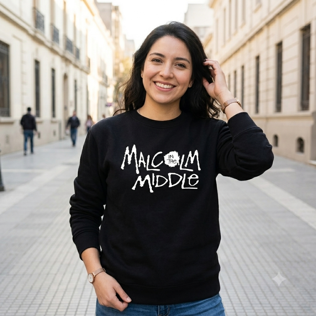 Polerón Negro Malcolm in the Middle Estampado Estilo Serie-3