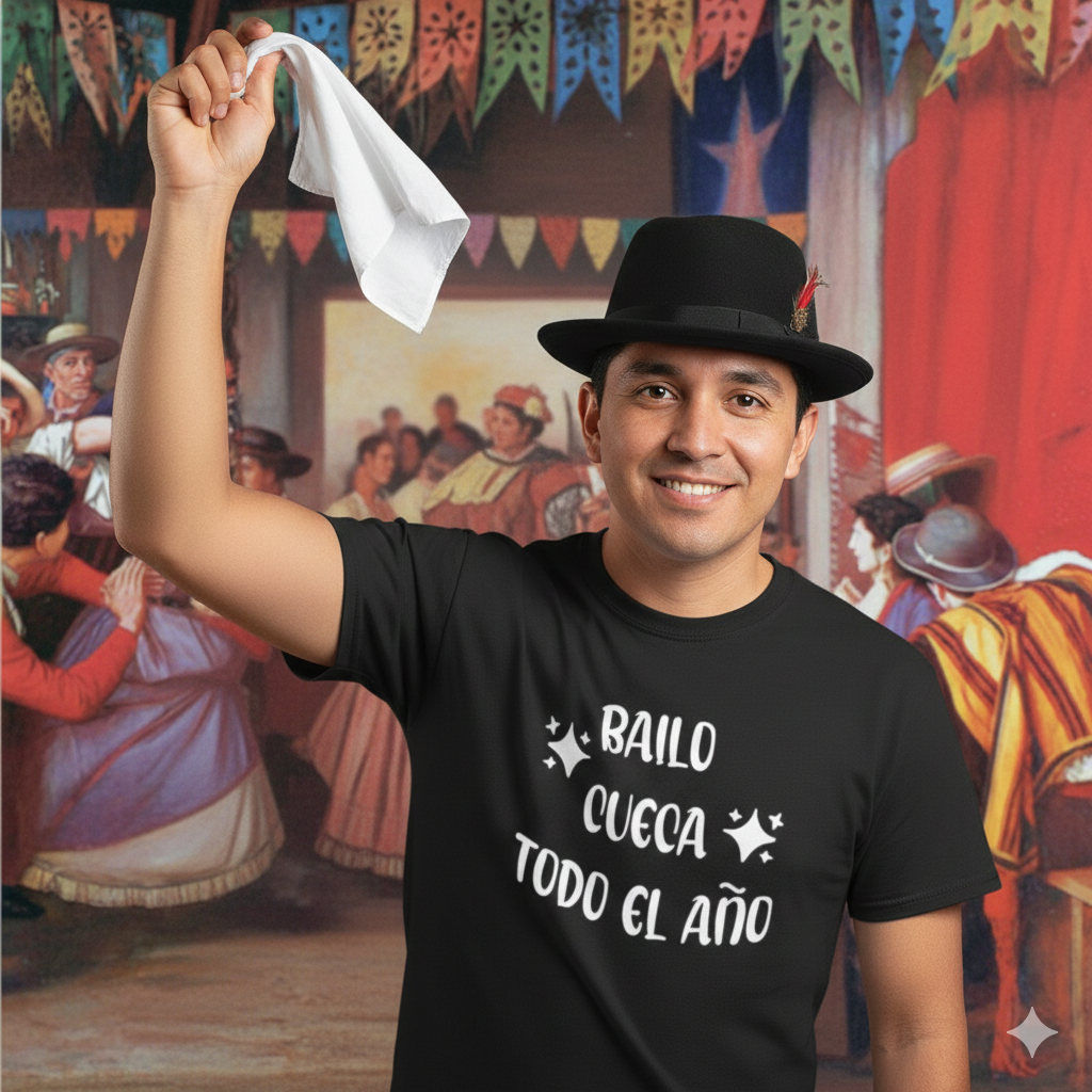Polera Negra Bailo Cueca Todo El Año - Estampada 100% Algodón estilo-2