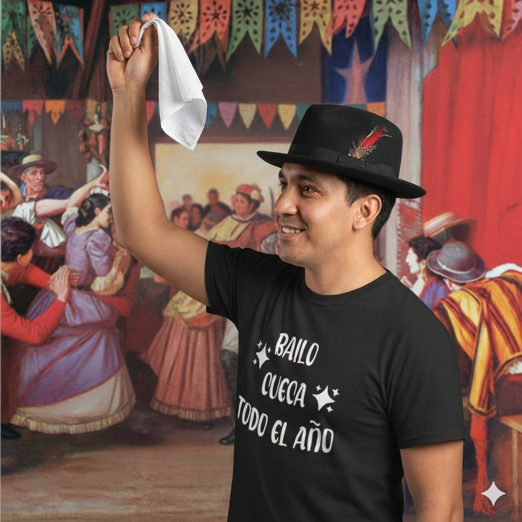 Polera Negra Bailo Cueca Todo El Año - Estampada 100% Algodón estilo-4