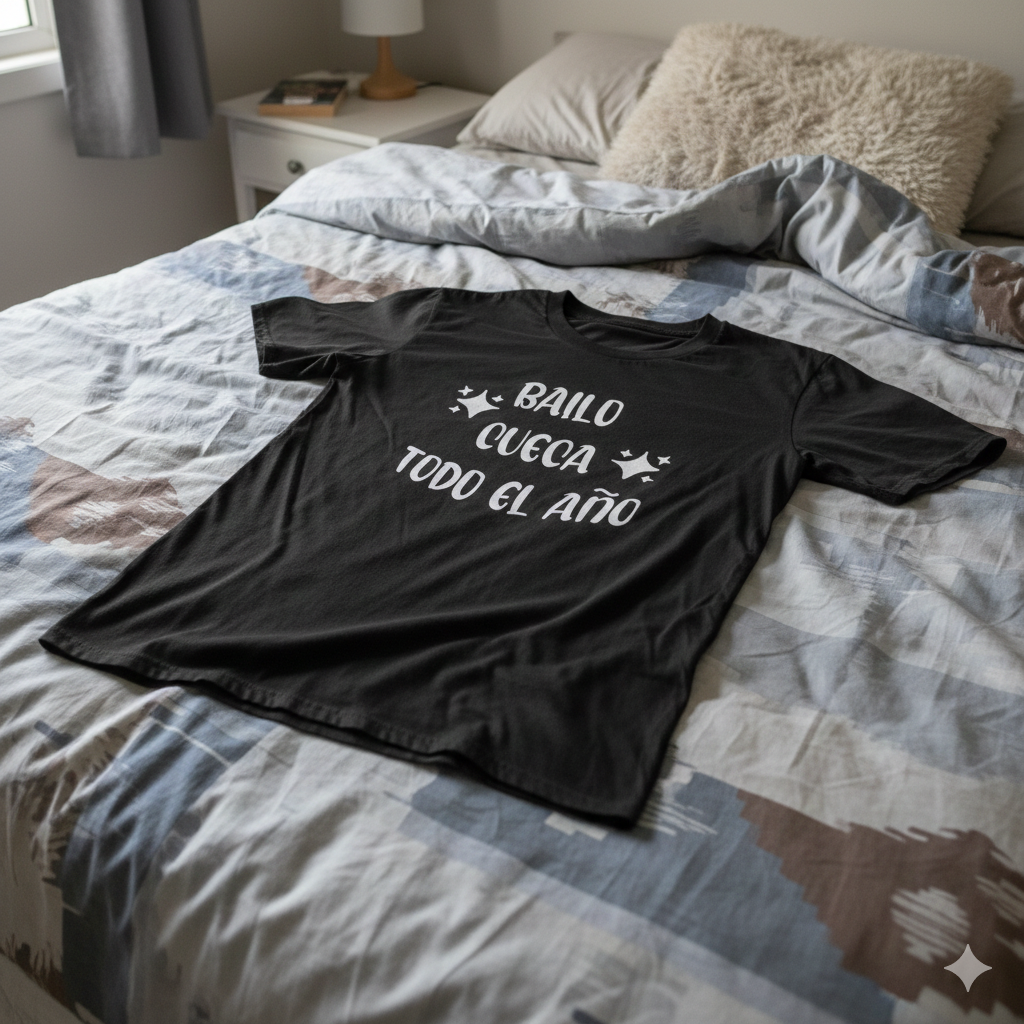 Polera Negra Bailo Cueca Todo El Año - Estampada 100% Algodón estilo-5