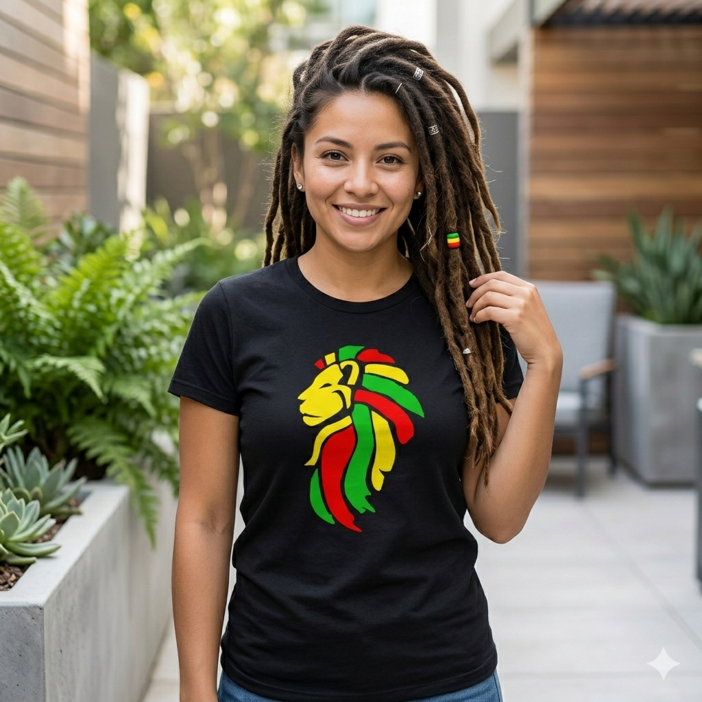 Polera Negra León de Judá Rastafari Estampada 100% Algodón Estilo Reggae-5